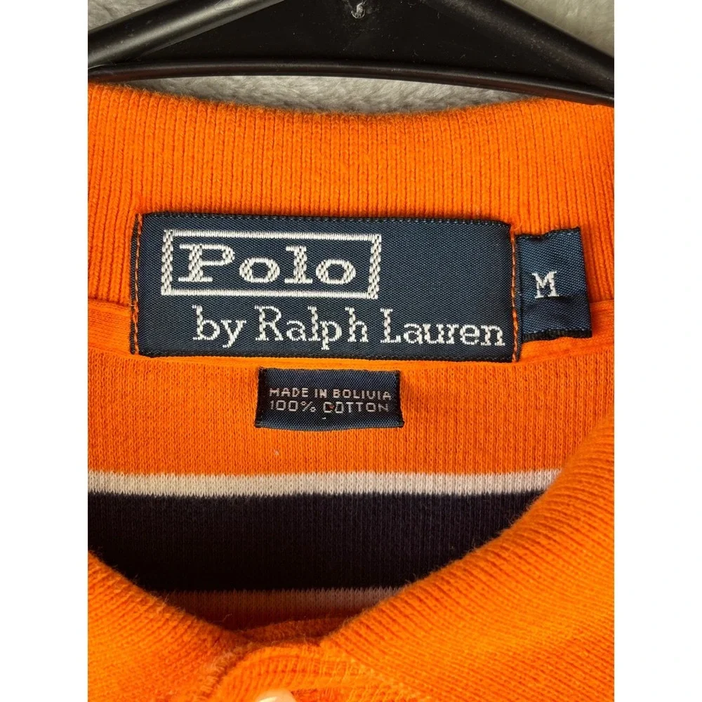Polo Ralph Lauren Striped Polo Shirt M Orange‎ Preppy Old Money Cotton